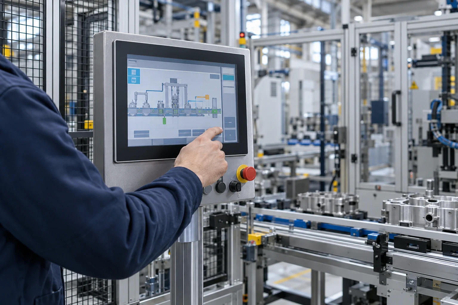 Illustration: Automatisierung einer Produktionsanlage mit einem Bedienpanel